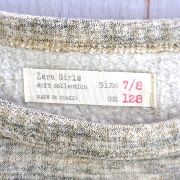 Zara Girls "Petit Chou" Grey Sequin Sweater - Size 7/8 - Picture 3 of 5